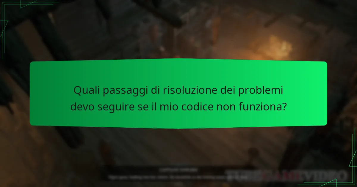 Quali passaggi di risoluzione dei problemi devo seguire se il mio codice non funziona?